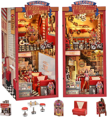 Fifijoy 1950s Diner — DIY Book Nook Kit with LED Light