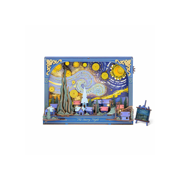 The Starry Night — DIY 3D Wooden Puzzle Wall Art with Night Light