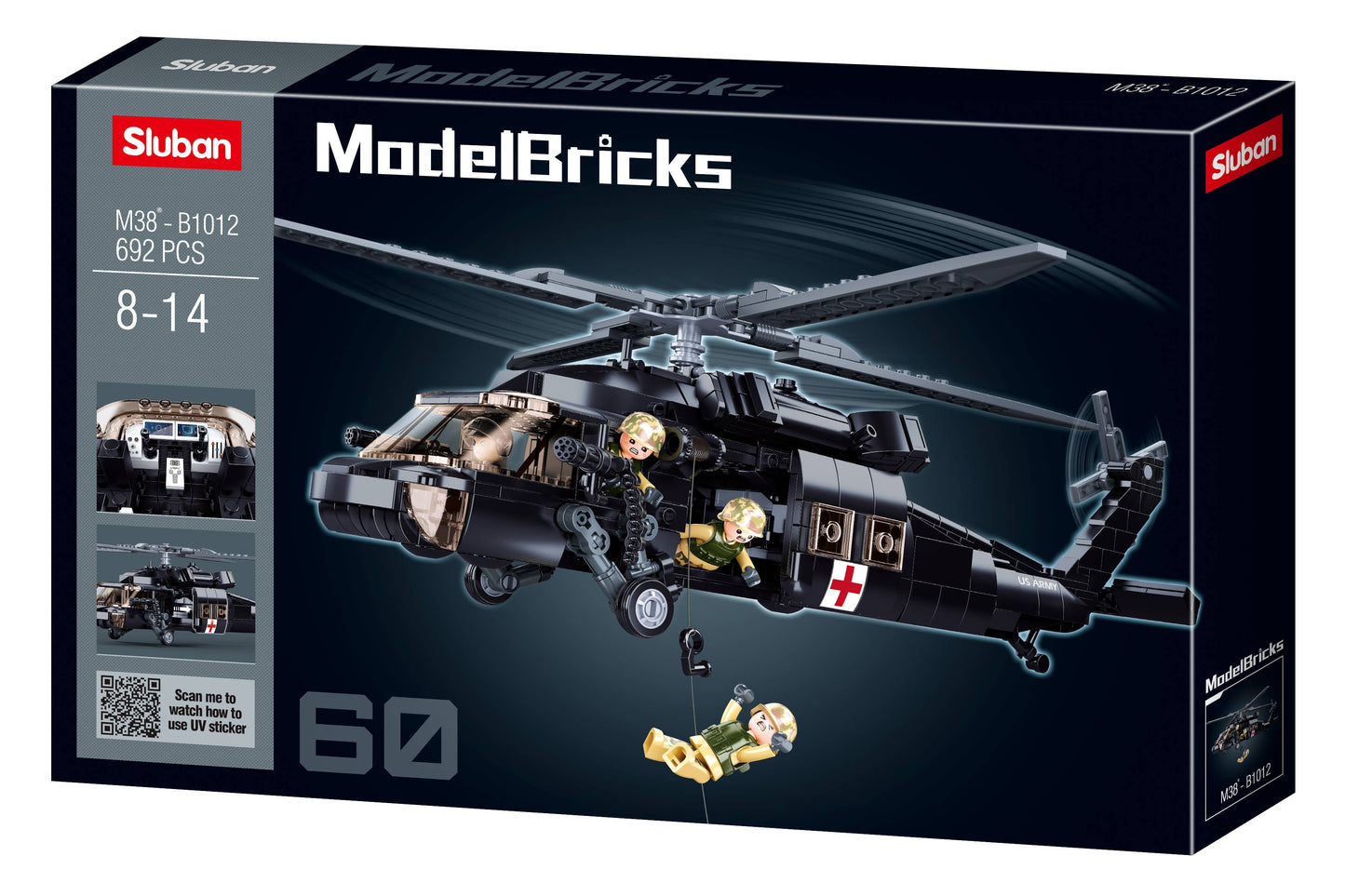 Sluban UH-60 Black Hawk Helicopter Building Brick Set