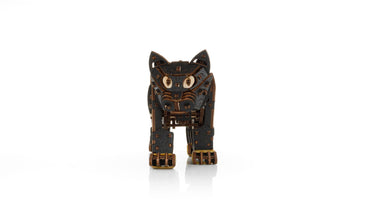EWA Black Kitten Mechanical Wooden Kit with Spring Motor