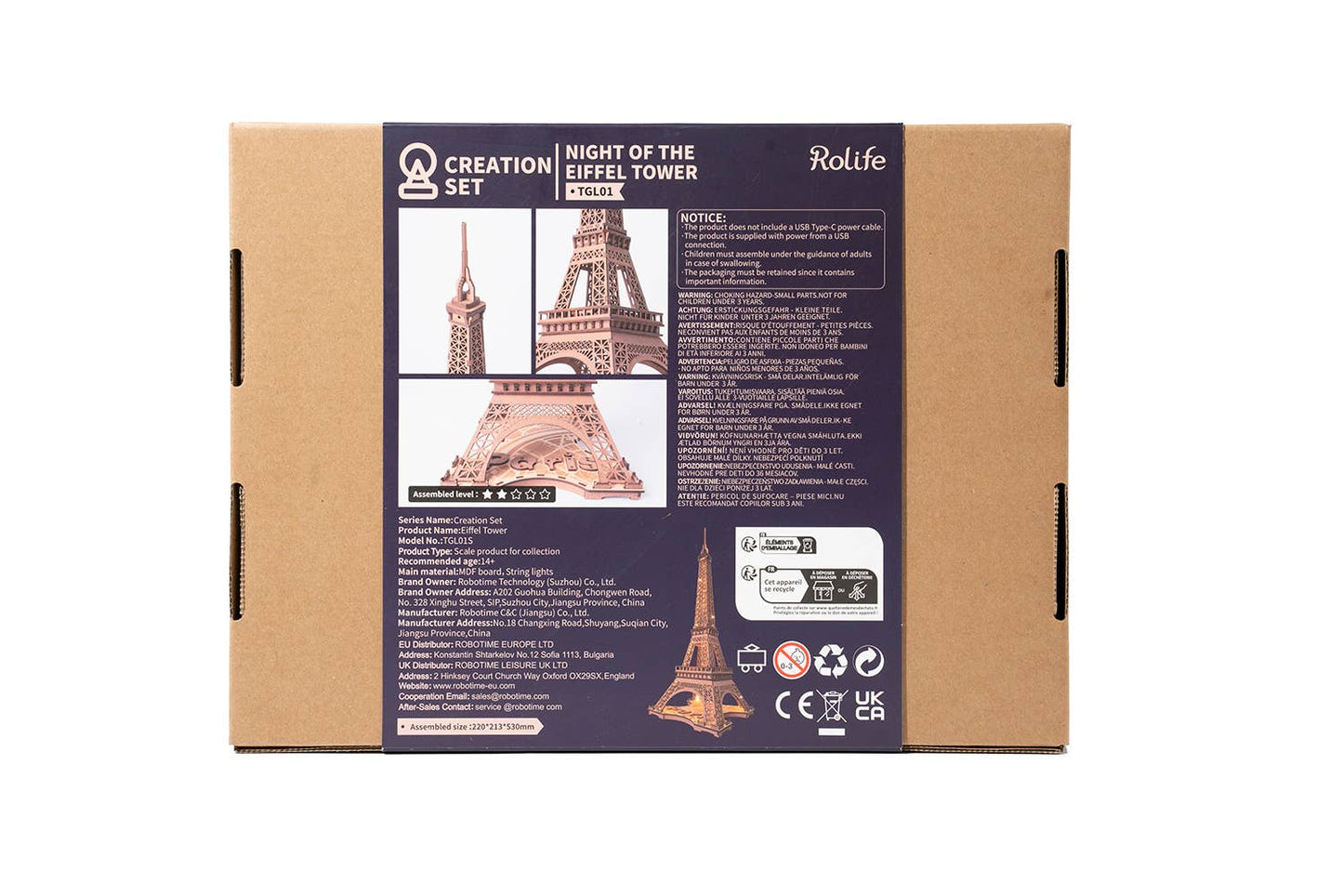 Rolife Night of the Eiffel Tower Wooden Model