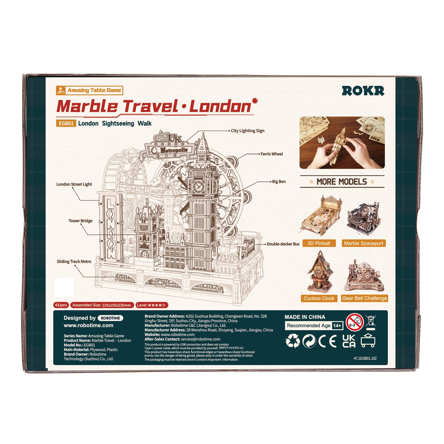 ROKR Marble Travel London 3D Wooden Puzzle