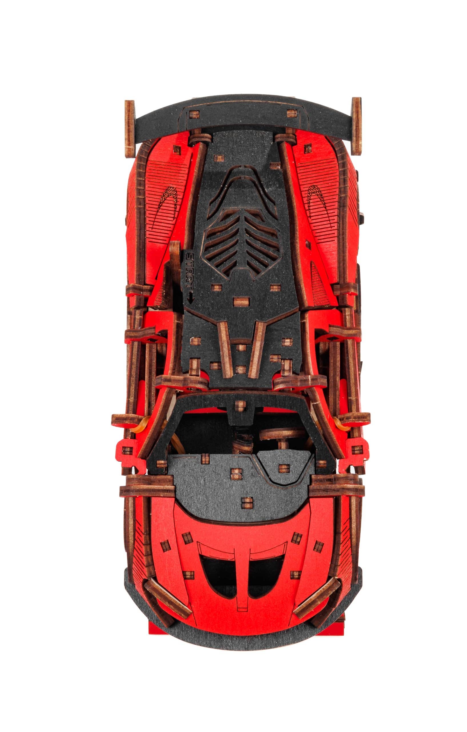 EWA Racing Car (Red) Mechanical Wooden Model
