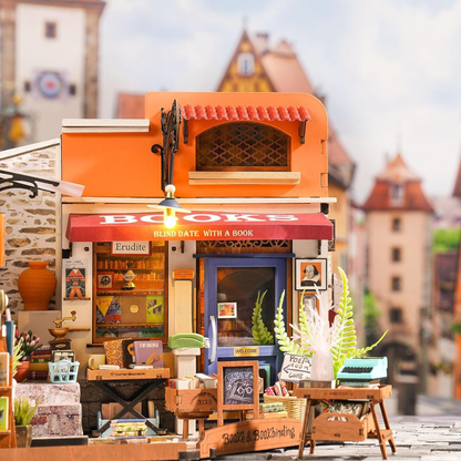 Rolife Corner Bookstore DIY Miniature House Kit