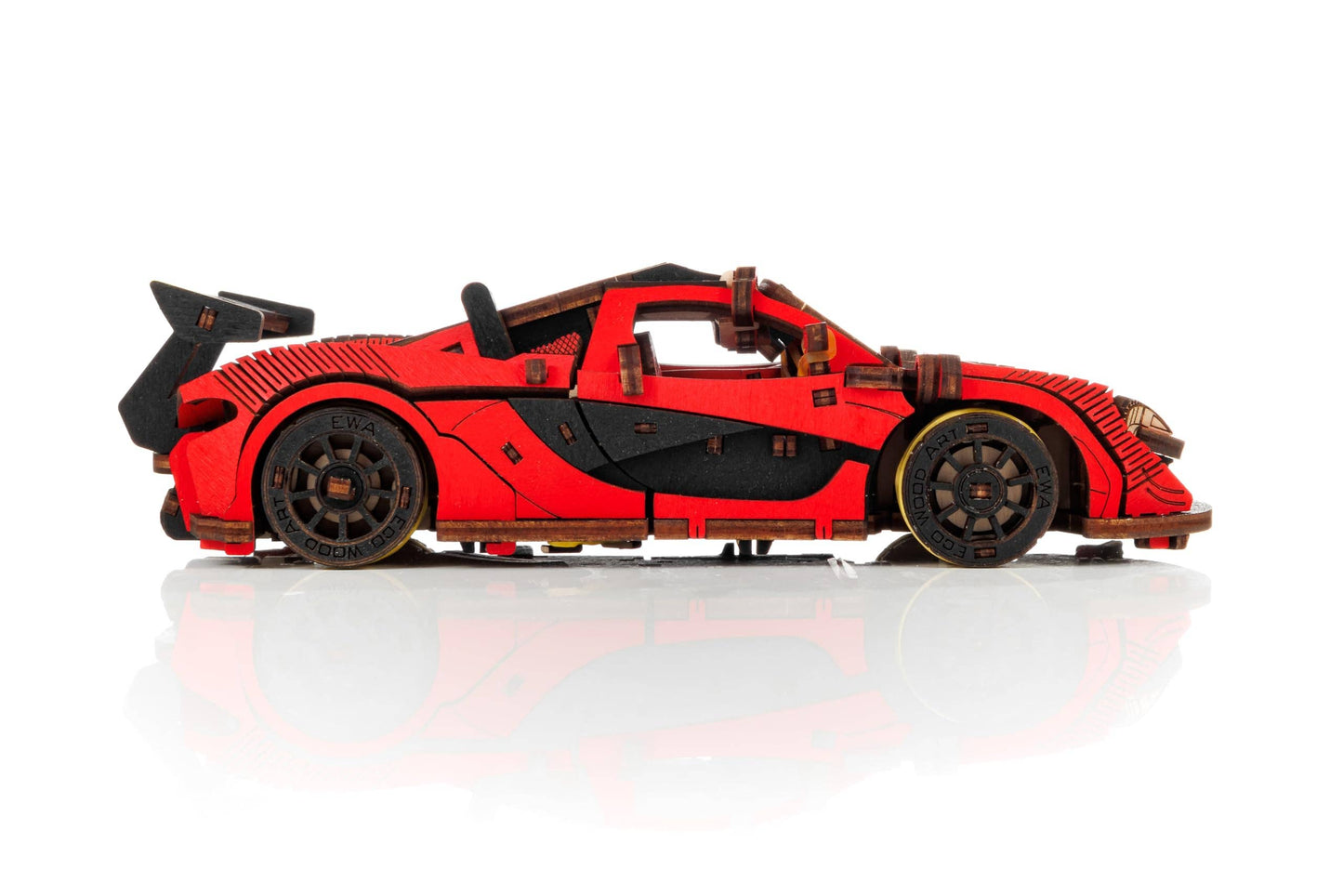 EWA Racing Car (Red) Mechanical Wooden Model