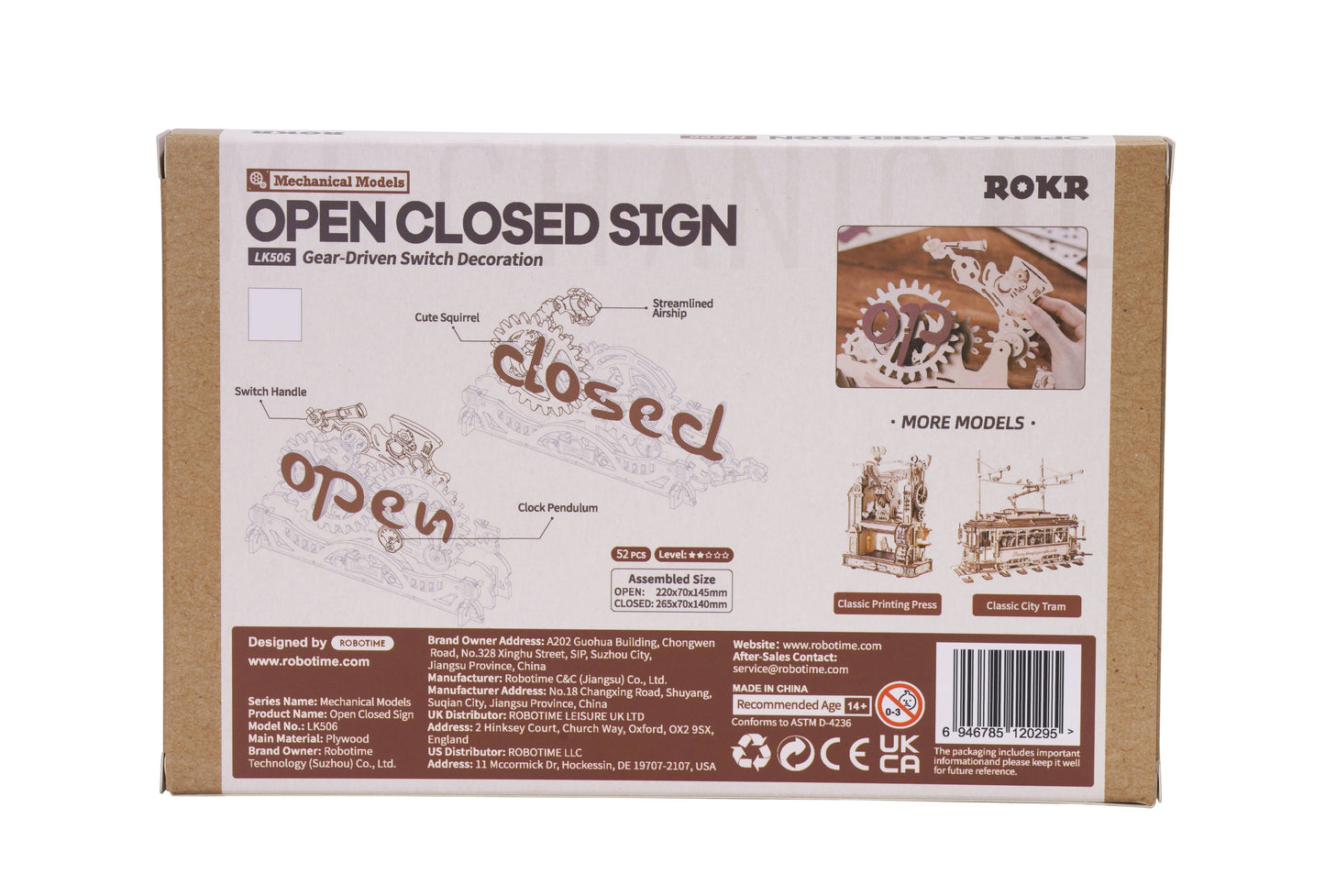 ROKR Open Closed Sign 3D Wooden Puzzle