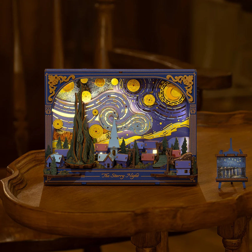The Starry Night — DIY 3D Wooden Puzzle Wall Art with Night Light