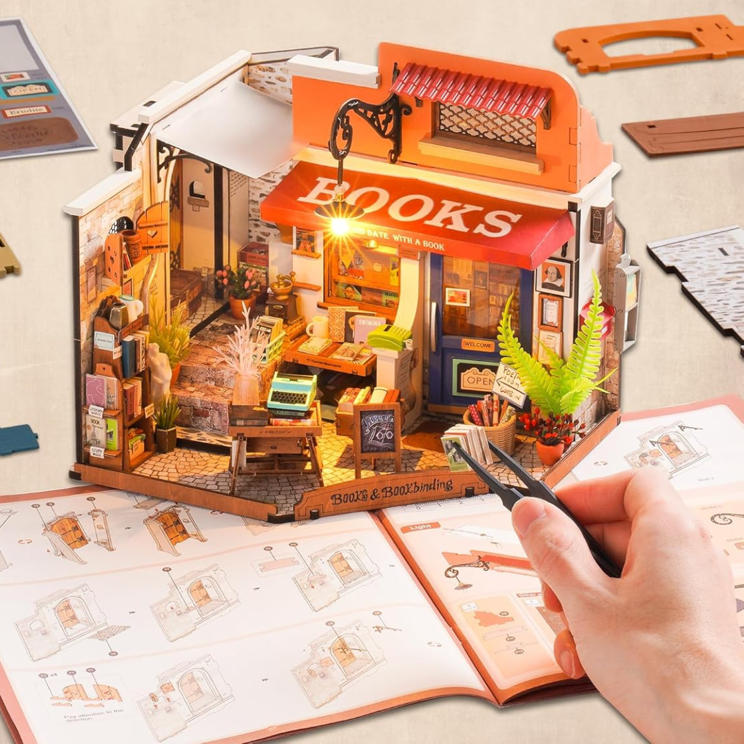 Rolife Corner Bookstore DIY Miniature House Kit