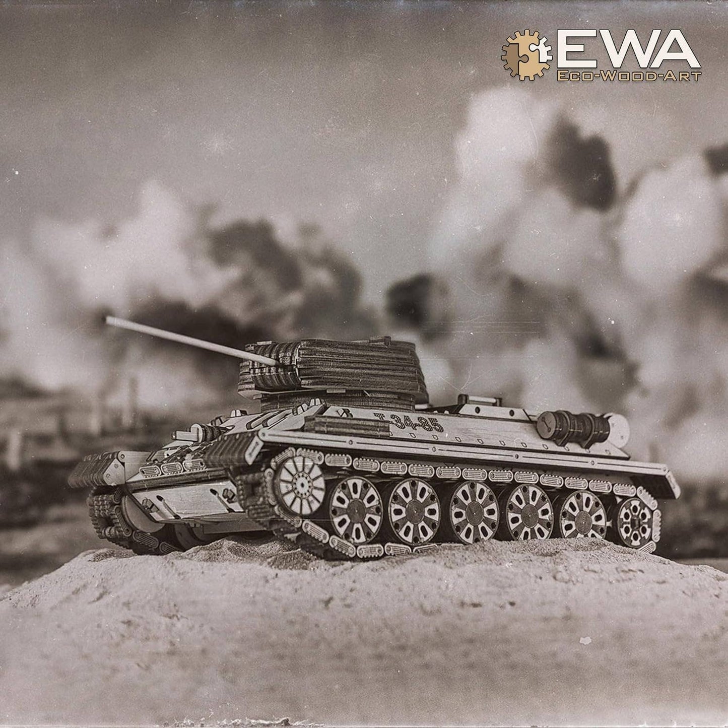 EWA T-34-85 Tank 3D Mechanical Wooden Puzzle
