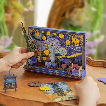 The Starry Night — DIY 3D Wooden Puzzle Wall Art with Night Light
