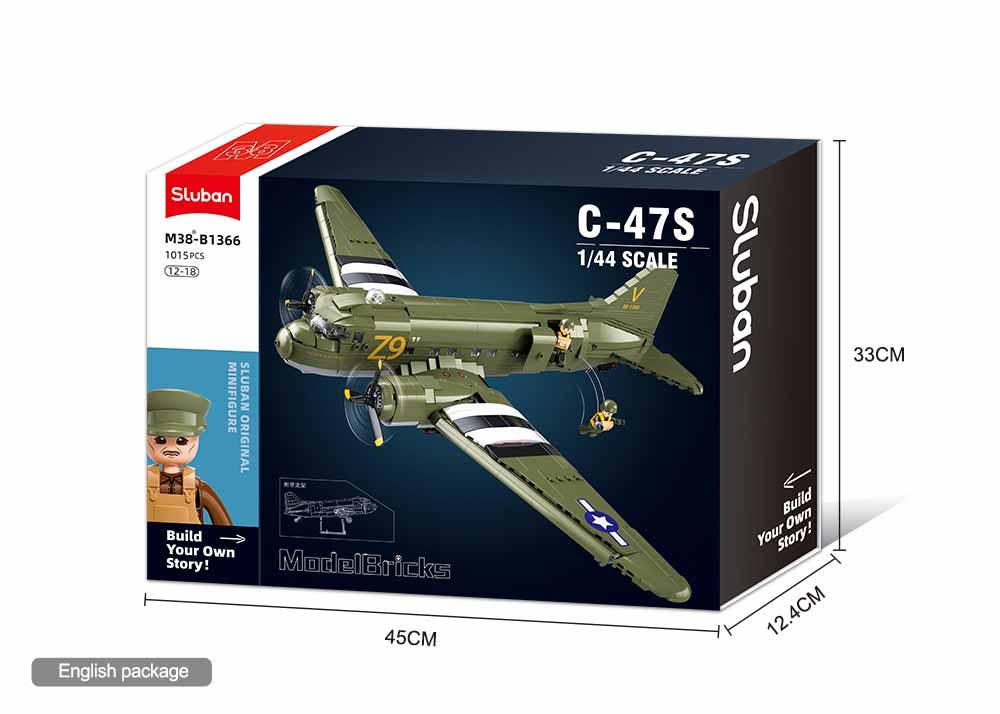Sluban C-47 WWII Troop Carrier Building Brick Set