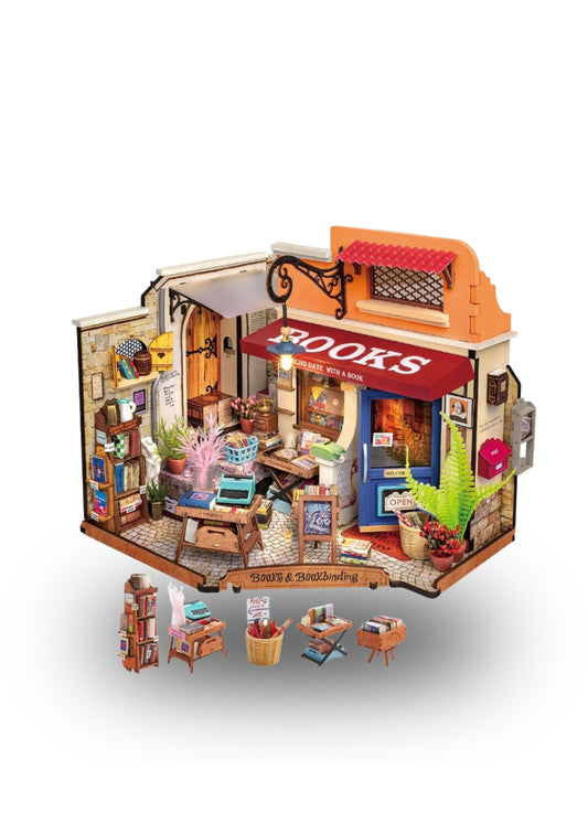 Rolife Corner Bookstore DIY Miniature House Kit