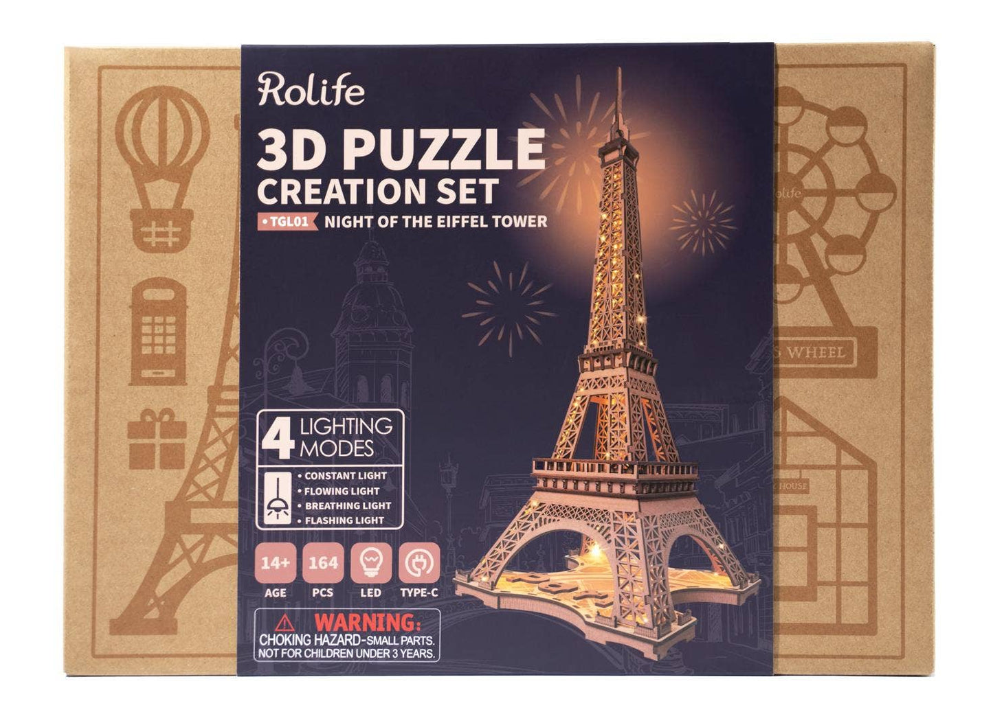 Rolife Night of the Eiffel Tower Wooden Model