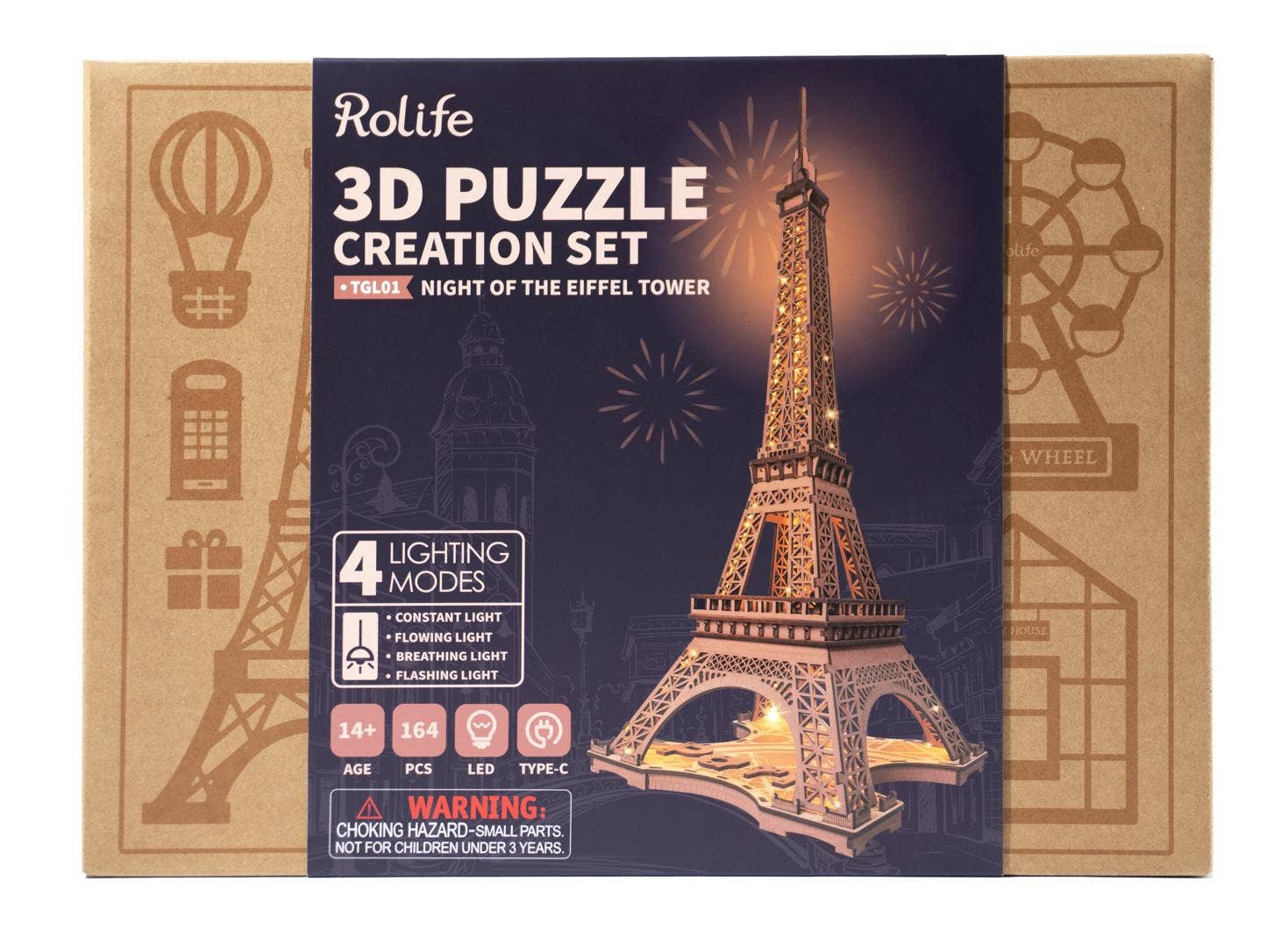 Rolife Night of the Eiffel Tower Wooden Model