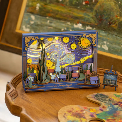 The Starry Night — DIY 3D Wooden Puzzle Wall Art with Night Light