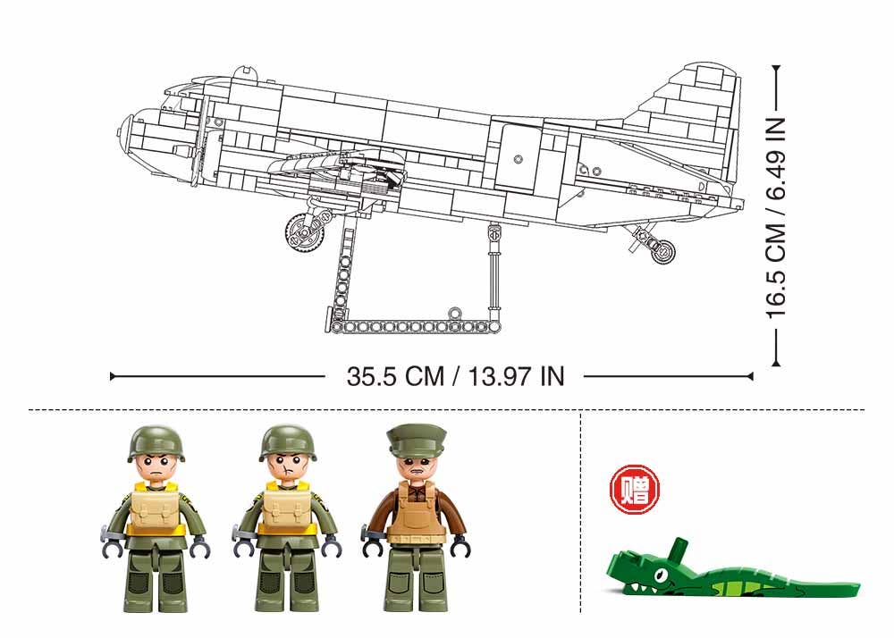 Sluban C-47 WWII Troop Carrier Building Brick Set