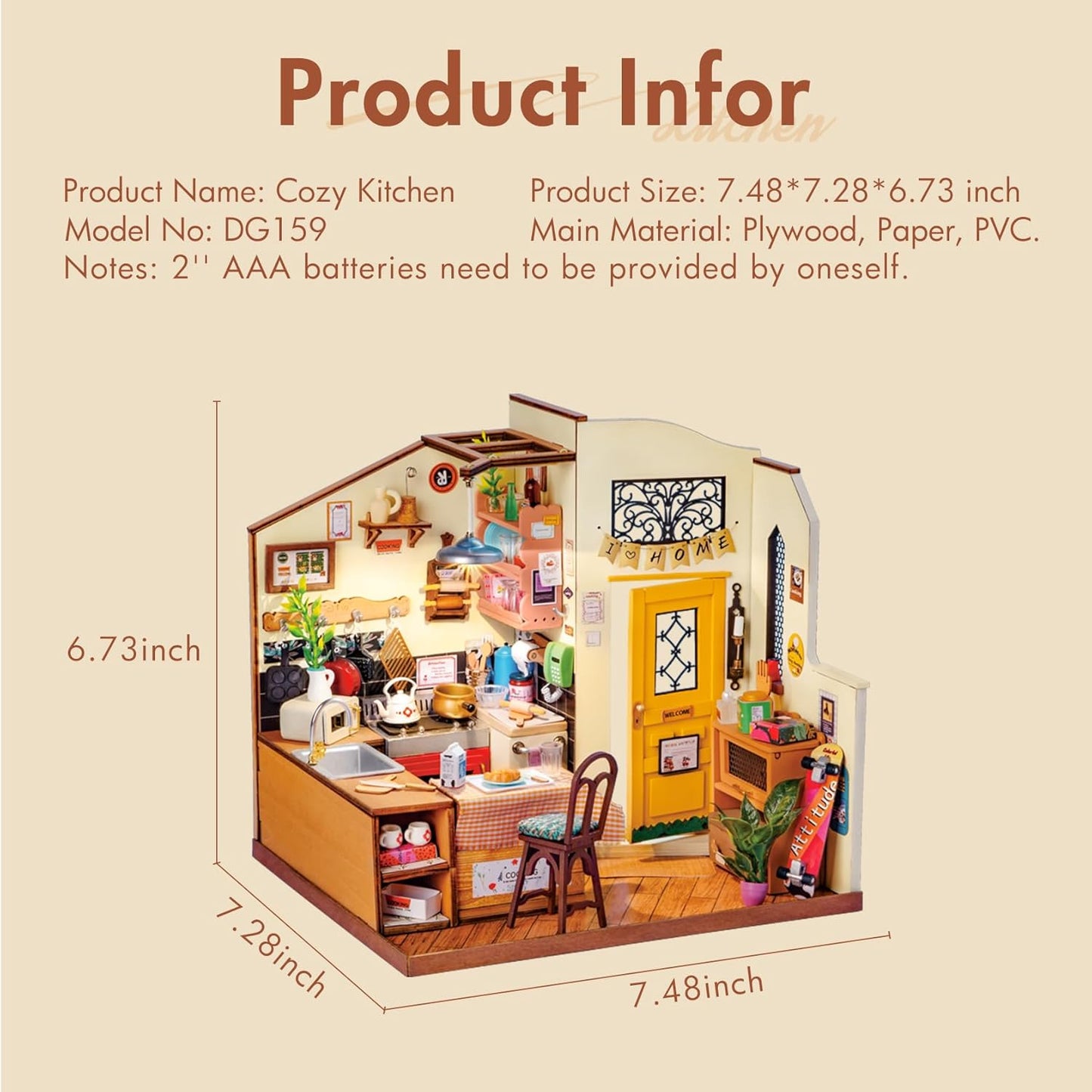 Rolife Cozy Kitchen DIY Miniature House Kit