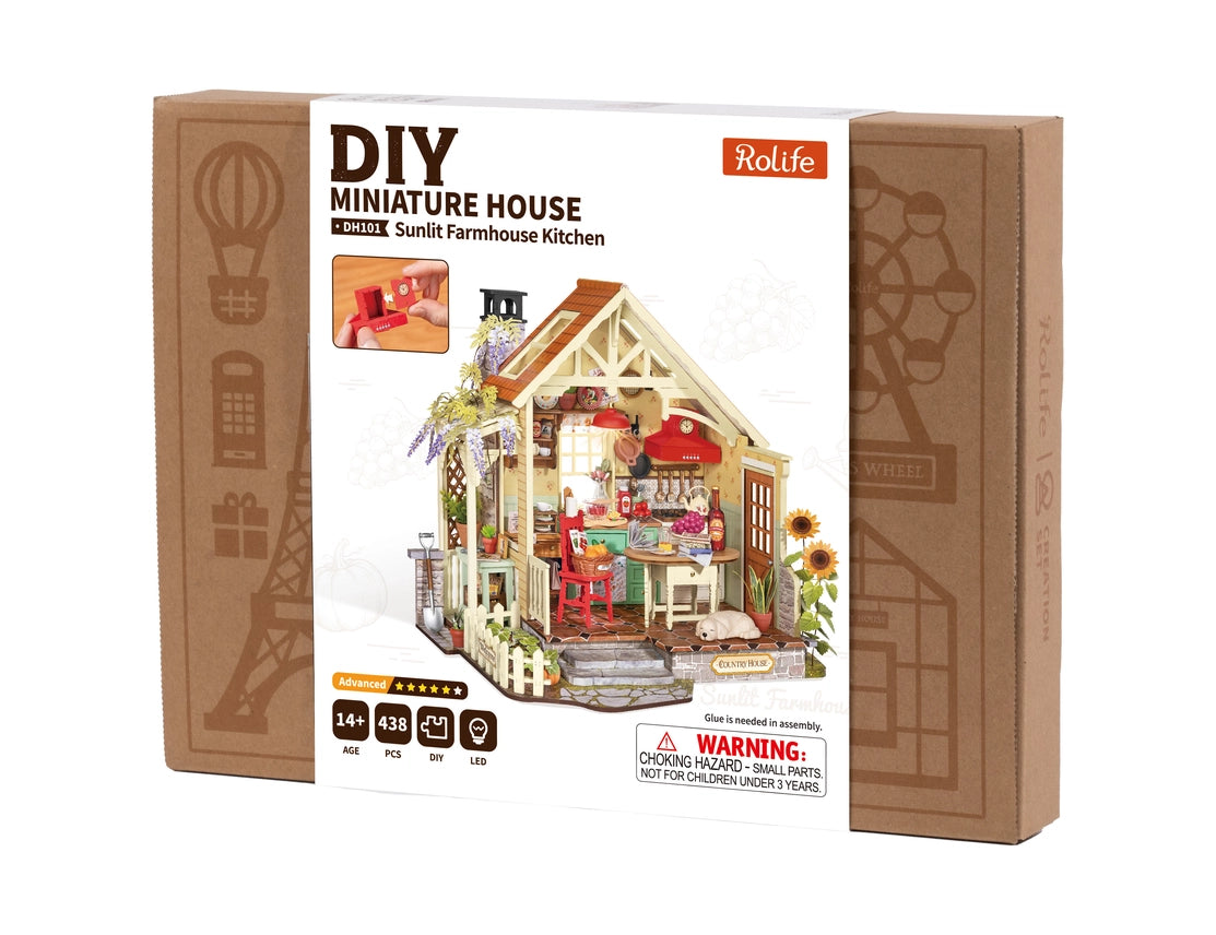 Rolife Sunlit Country Kitchen DIY Miniature House Kit