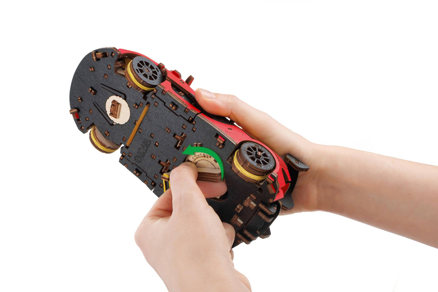 EWA Racing Car (Red) Mechanical Wooden Model