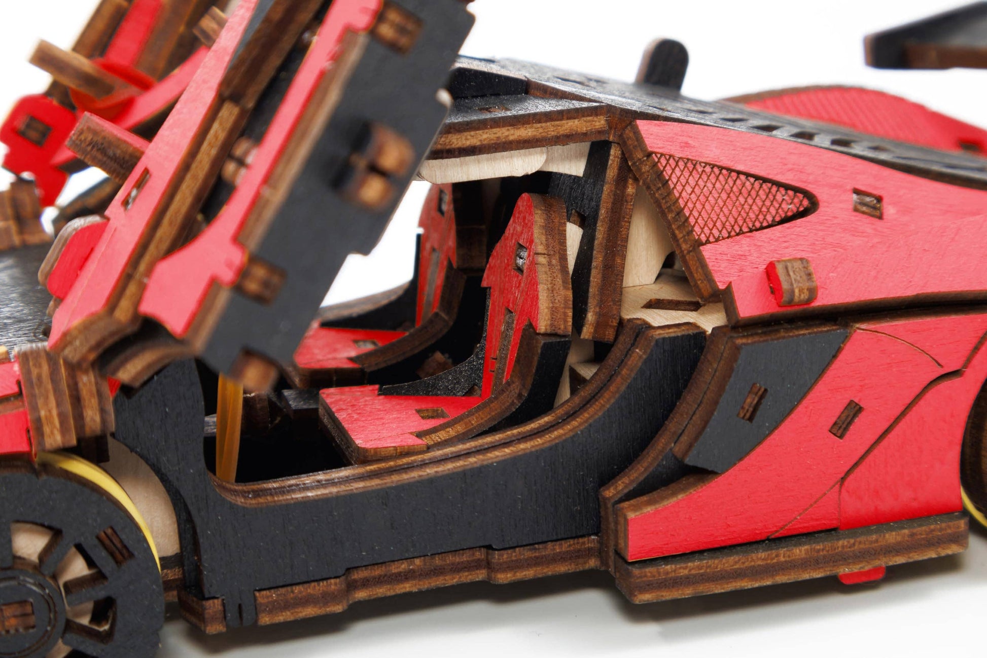 EWA Racing Car (Red) Mechanical Wooden Model