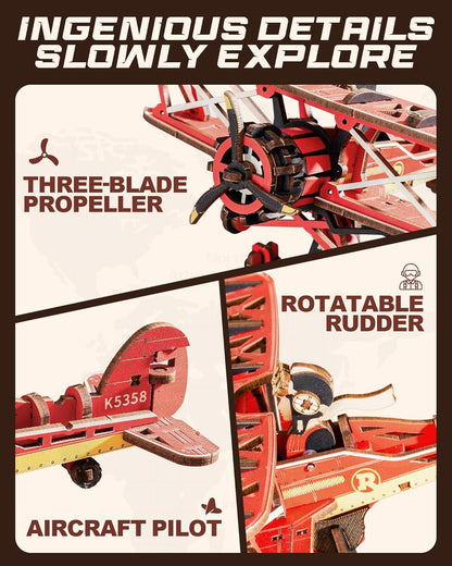 ROKR Gravity Swing Biplane 3D Wooden Puzzle