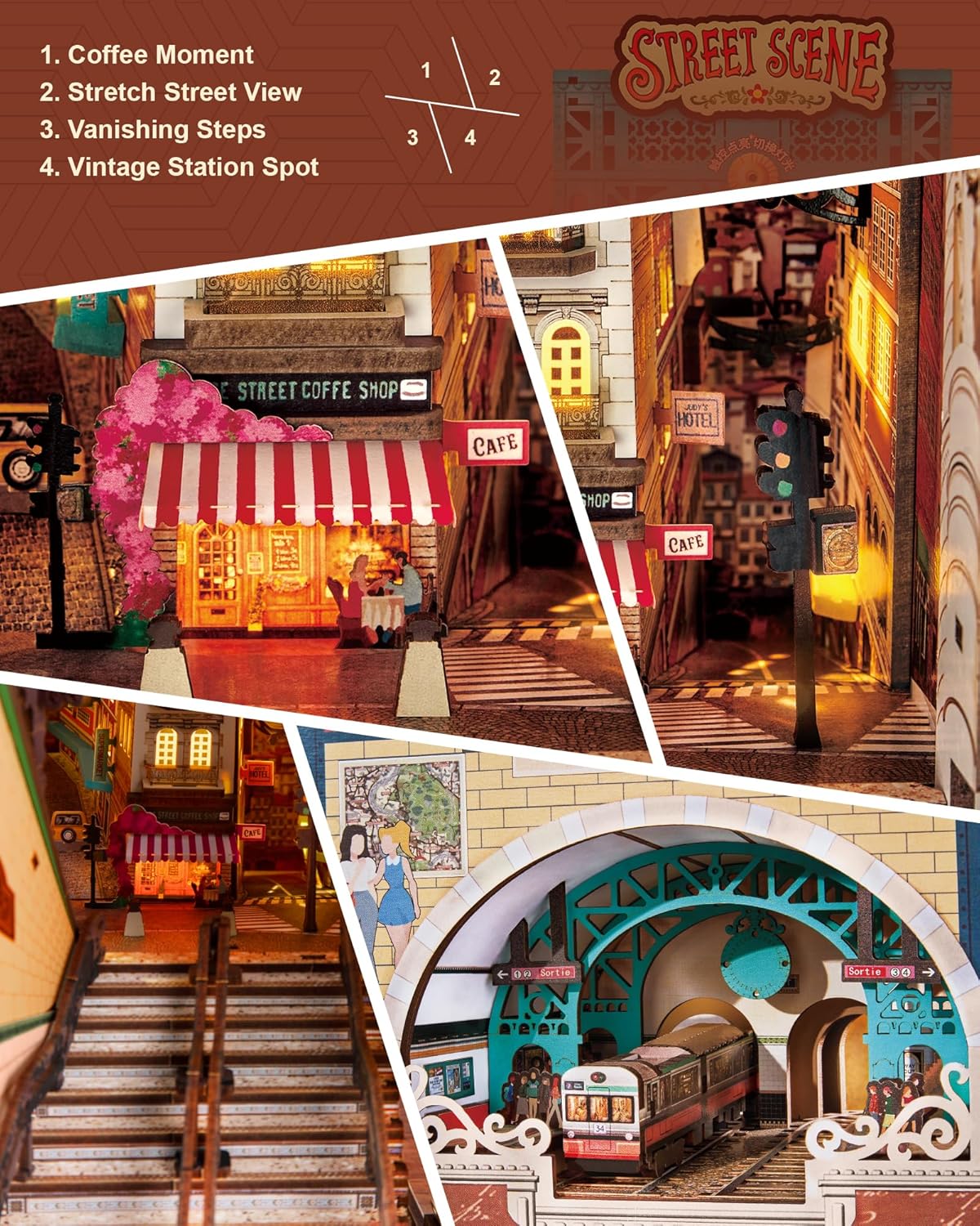 Rolife Urban Street Scene Book Nook Kit