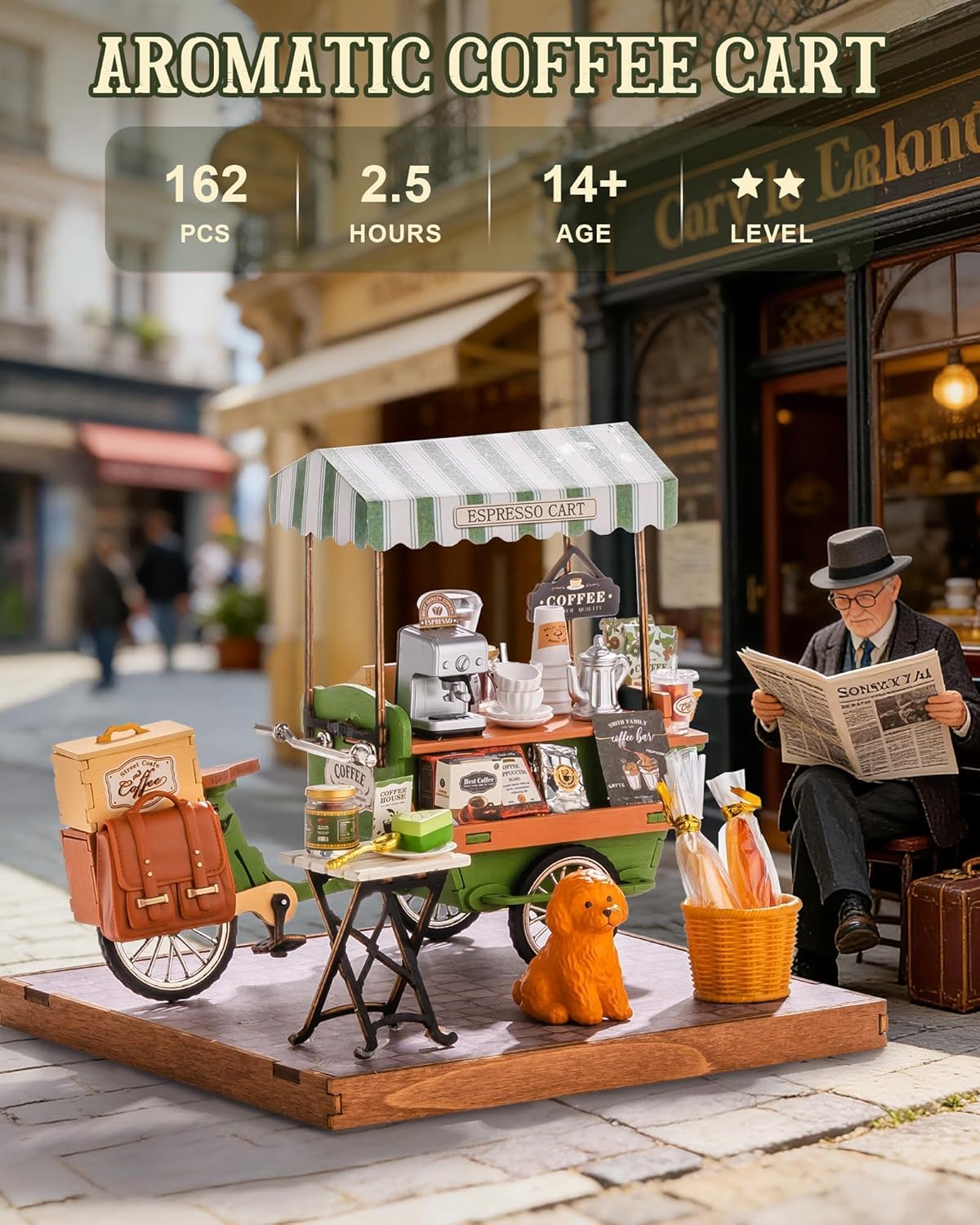 Rolife Aromatic Coffee Cart DIY Miniature Kit
