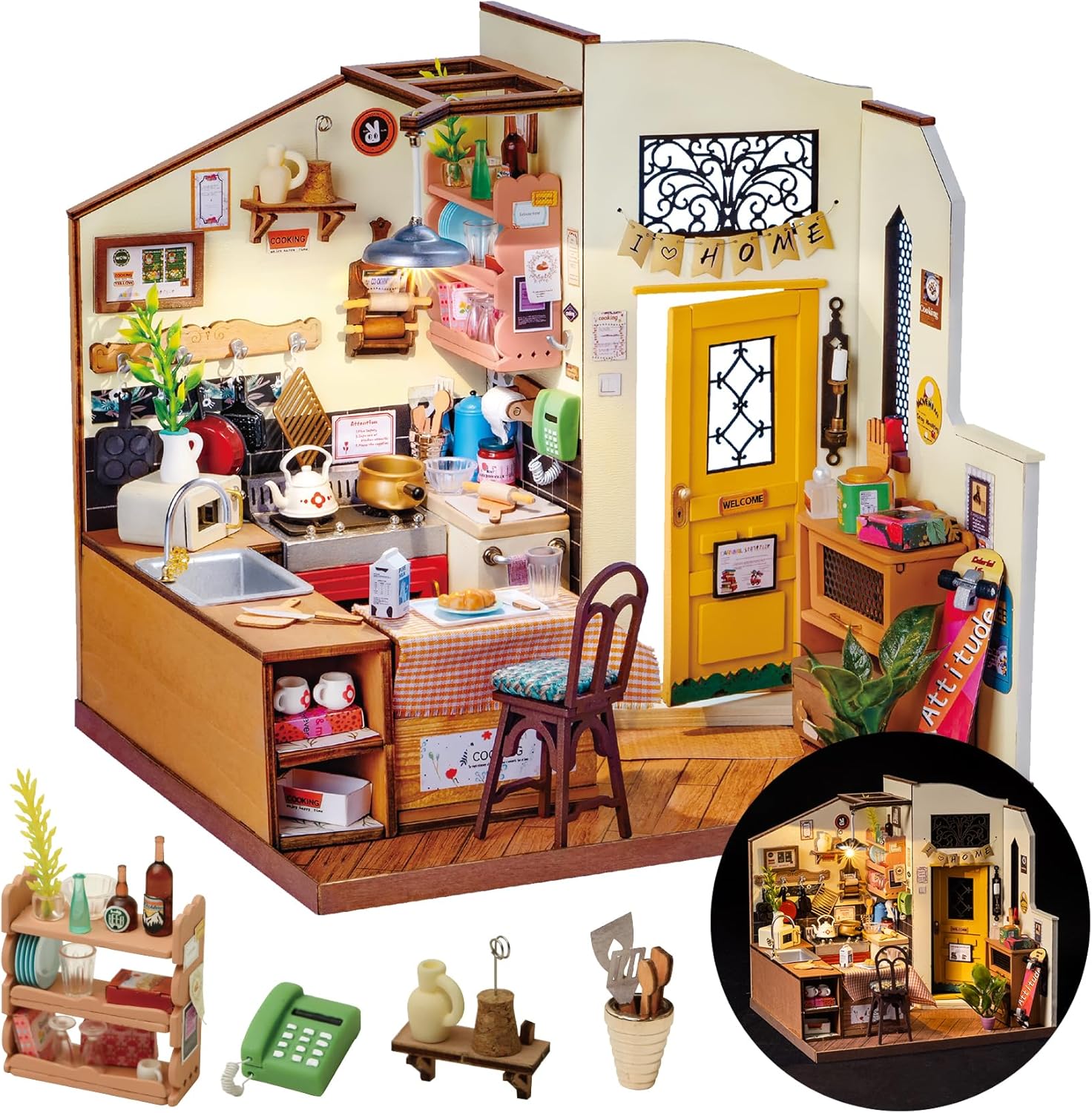 Rolife Cozy Kitchen DIY Miniature House Kit