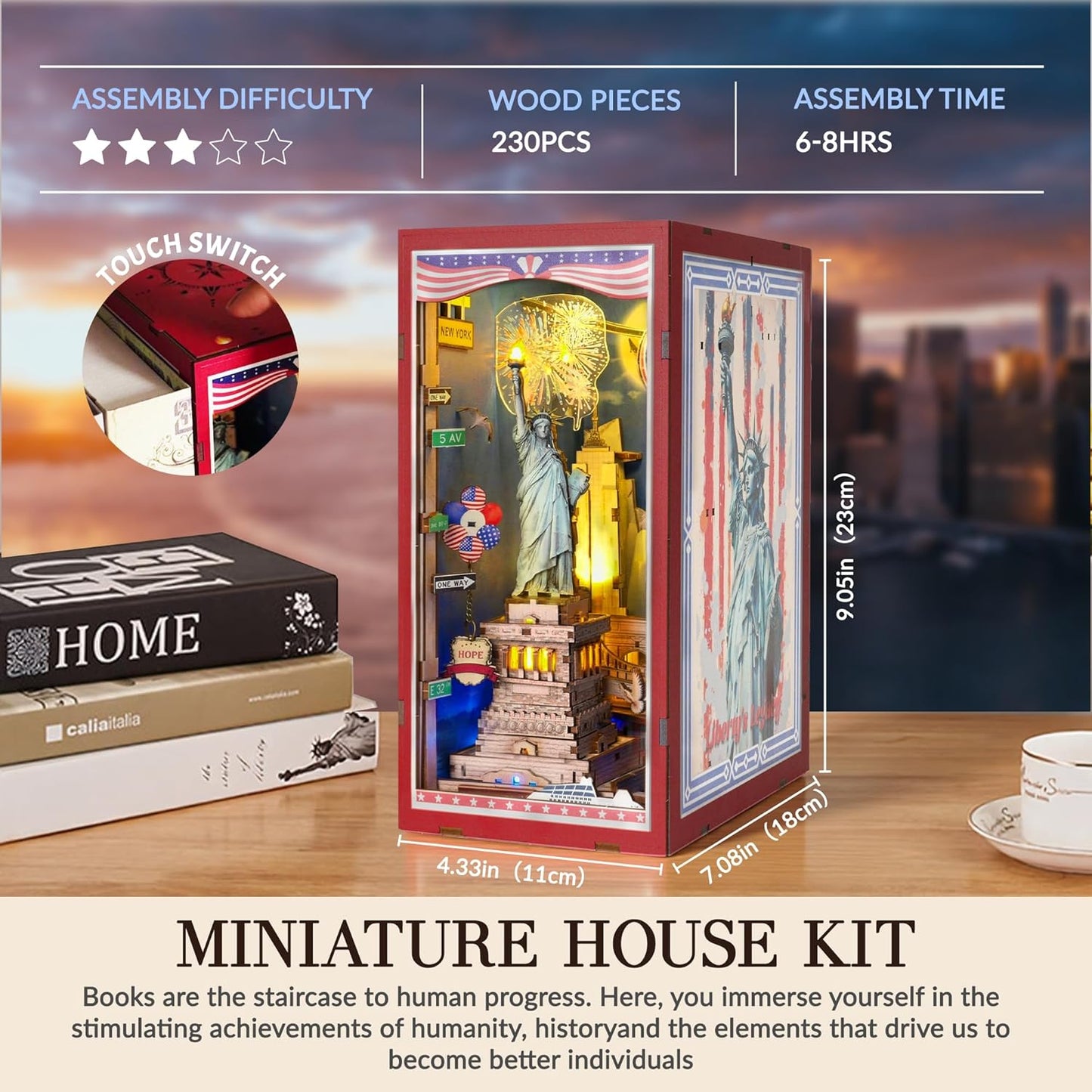 Statue of Liberty — DIY Book Nook Kit with LED Light