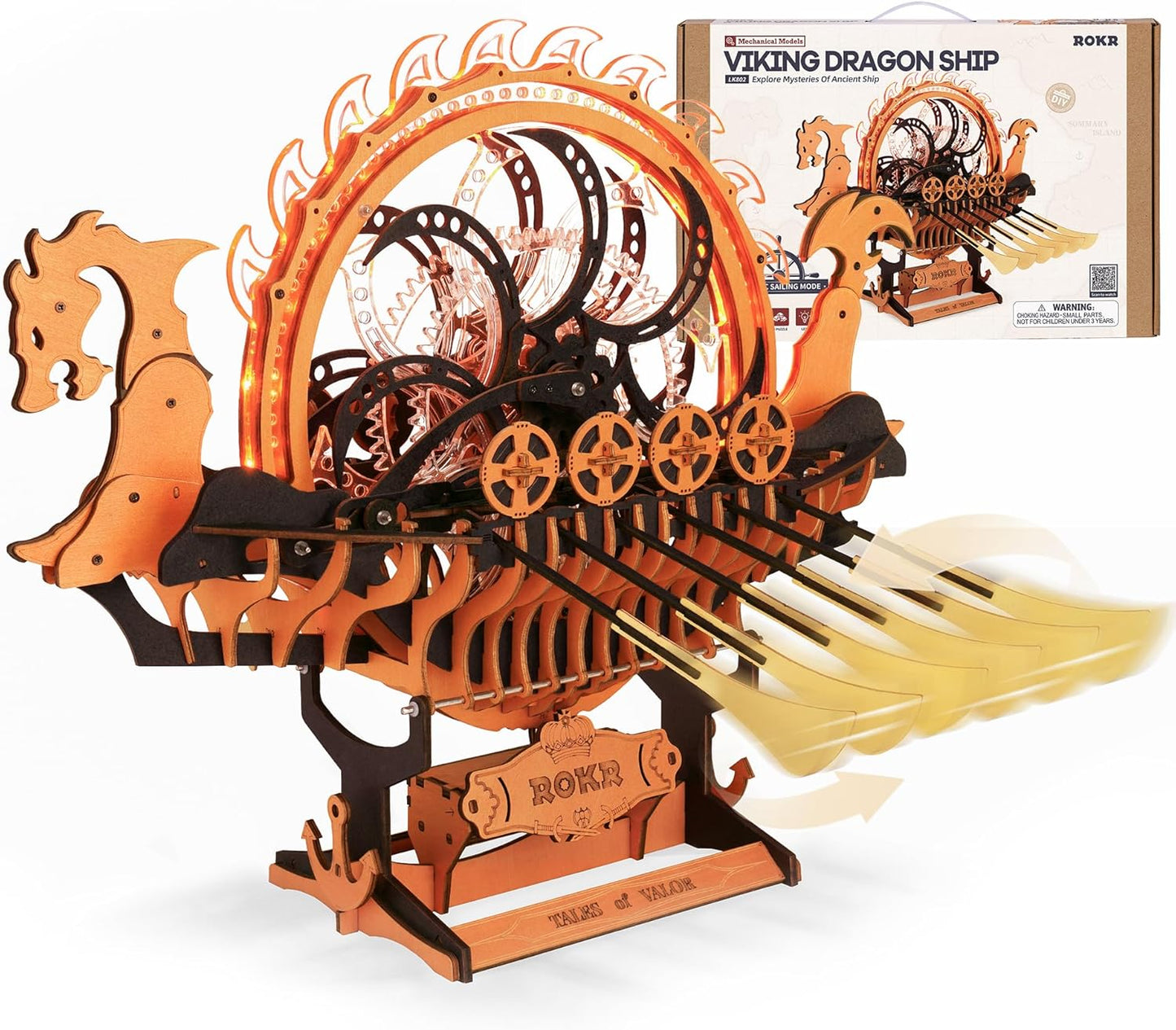 ROKR Viking Dragon Ship 3D Wooden Model