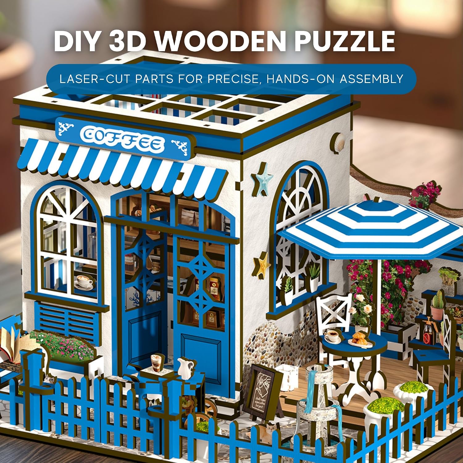 Santorini Sun Café — DIY Book Nook Kit with LED Light