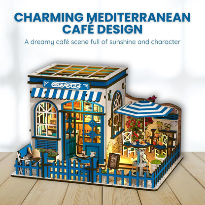 Santorini Sun Café — DIY Book Nook Kit with LED Light