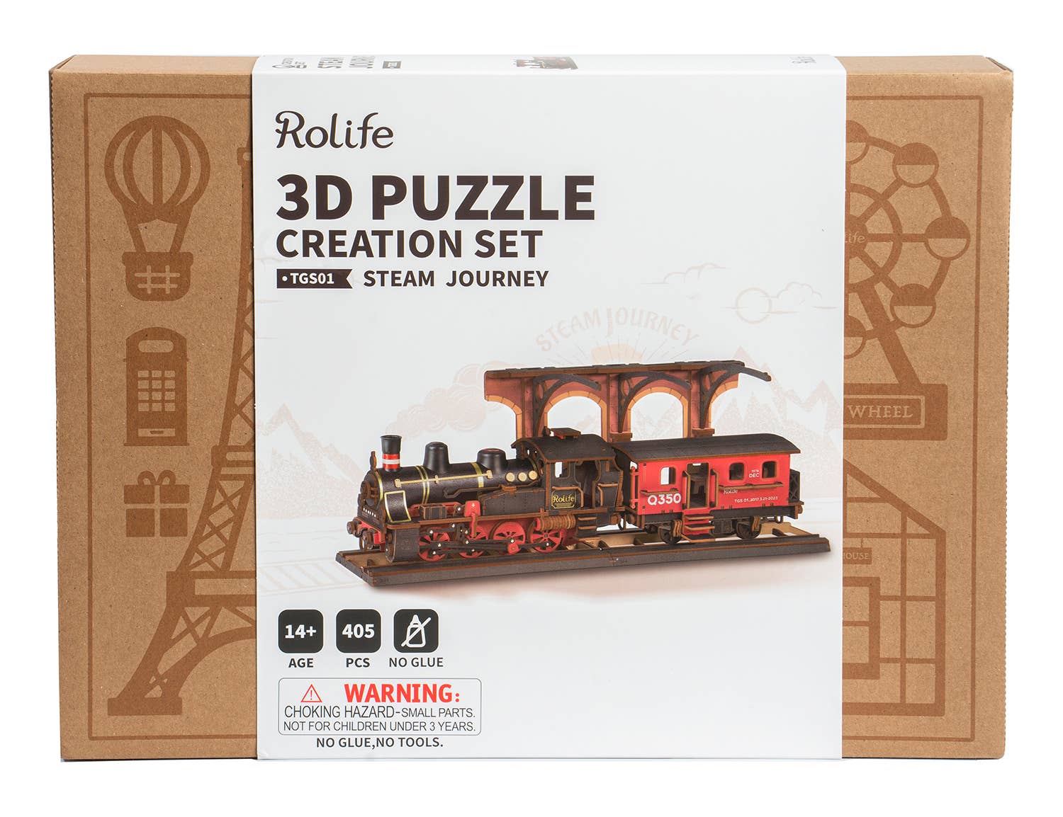 Rolife Steam Journey Train Wooden Model Kit