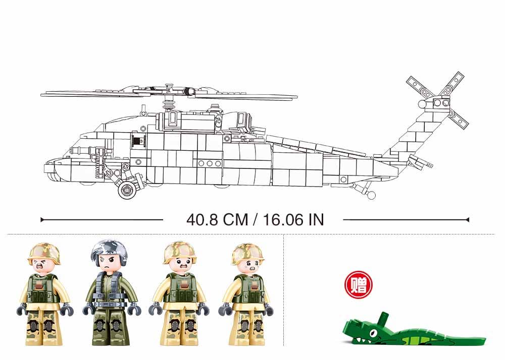 Sluban UH-60 Black Hawk Helicopter Building Brick Set
