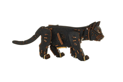EWA Black Kitten Mechanical Wooden Kit with Spring Motor