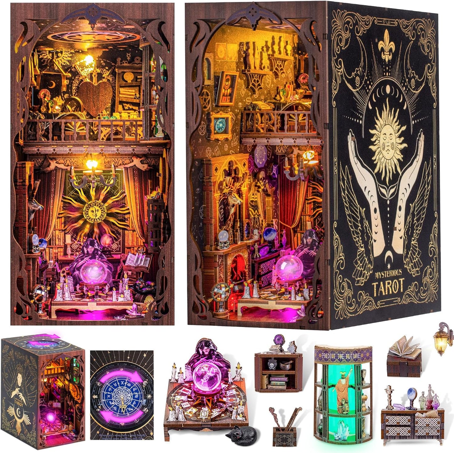 Mysterious Tarot — DIY Book Nook Kit with LED Light & Dust Cover