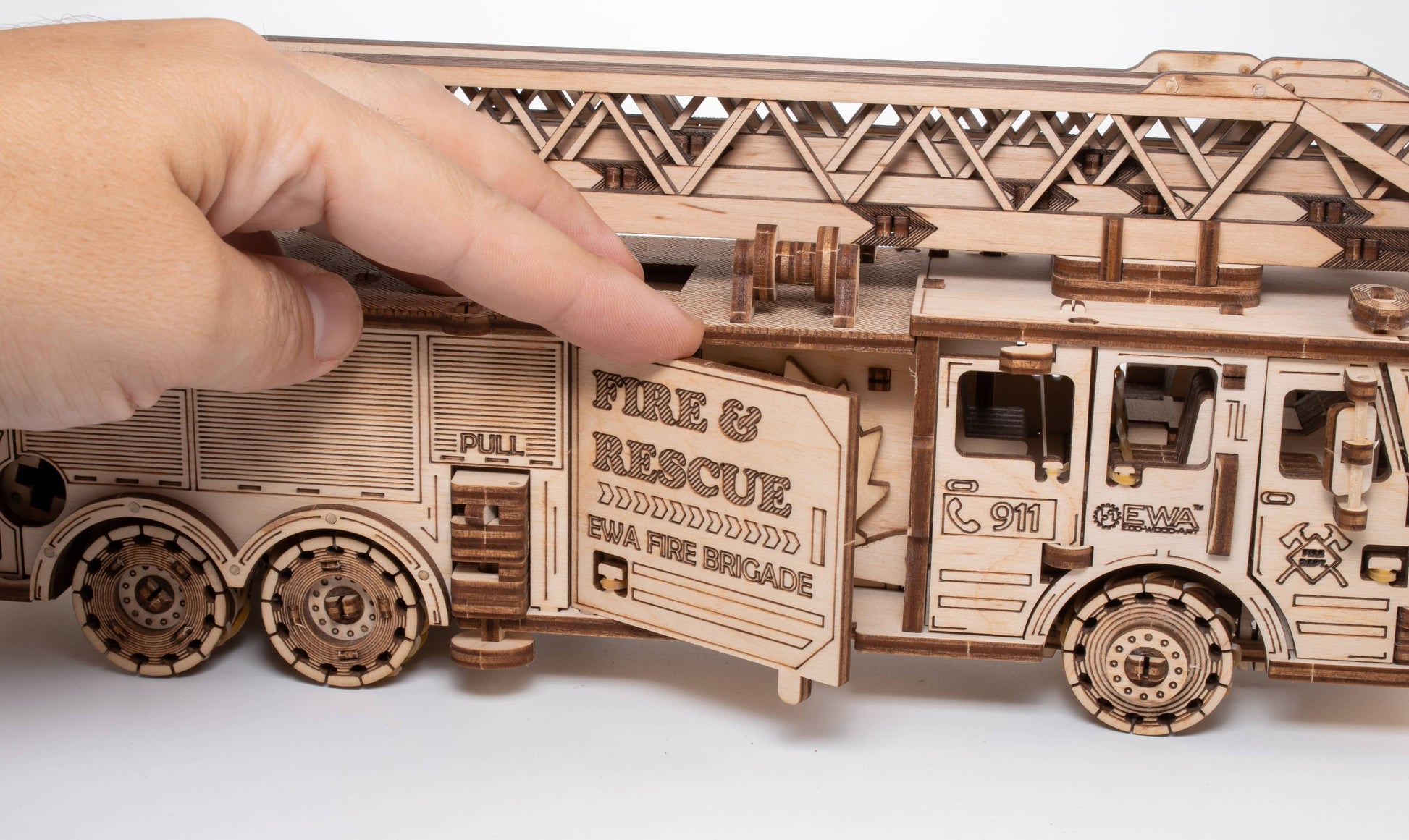 EWA Firetruck Mechanical Wooden Model