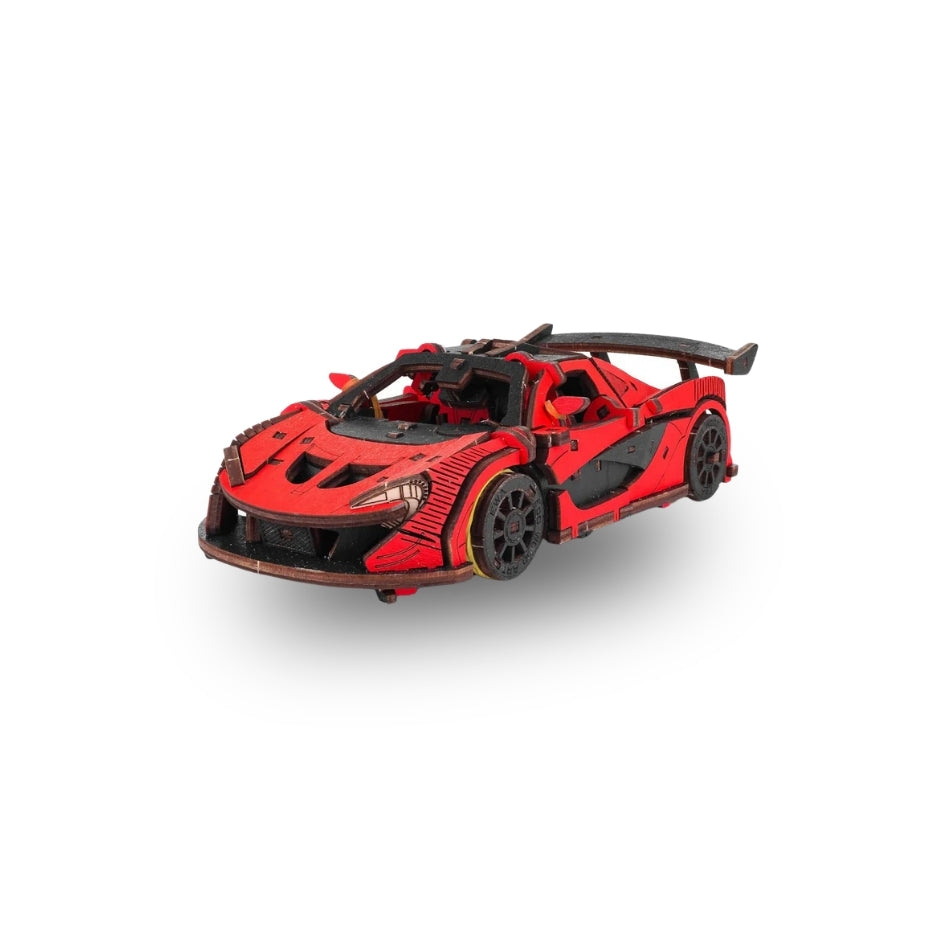 EWA Racing Car (Red) Mechanical Wooden Model