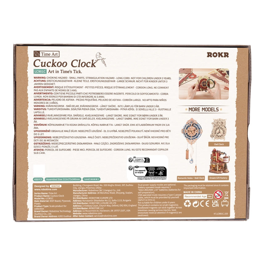 ROKR Cuckoo Clock | Functional Mechanical 3D Wooden Puzzle Kit