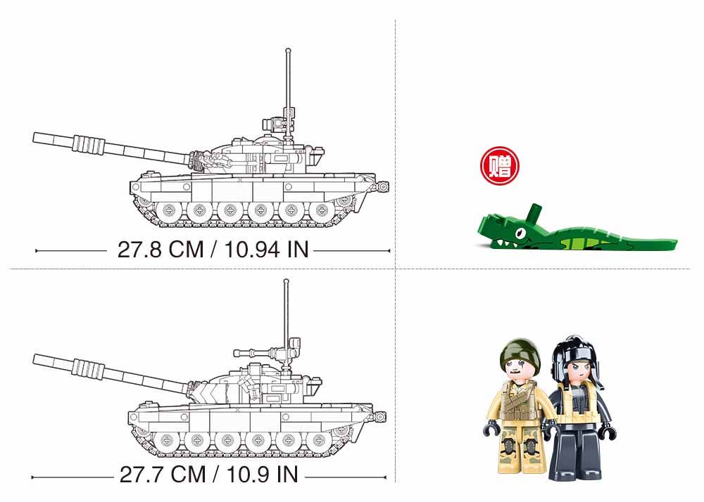 Sluban T-72B3 Main Battle Tank Building Brick Set