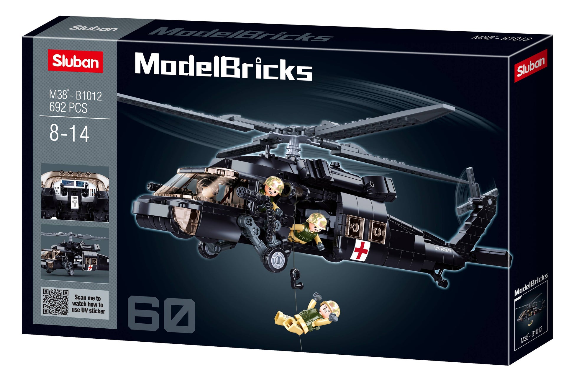 Sluban UH-60 Black Hawk Helicopter Building Brick Set