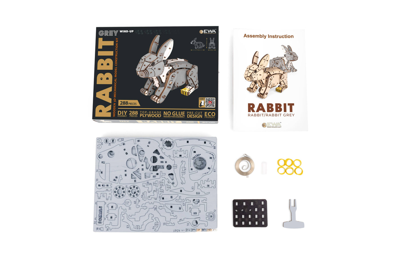 EWA Mechanical Wooden Rabbit Mechanical Kit
