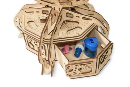 EWA Mechanical Globe 3D Wooden Puzzle with Secret Lockbox