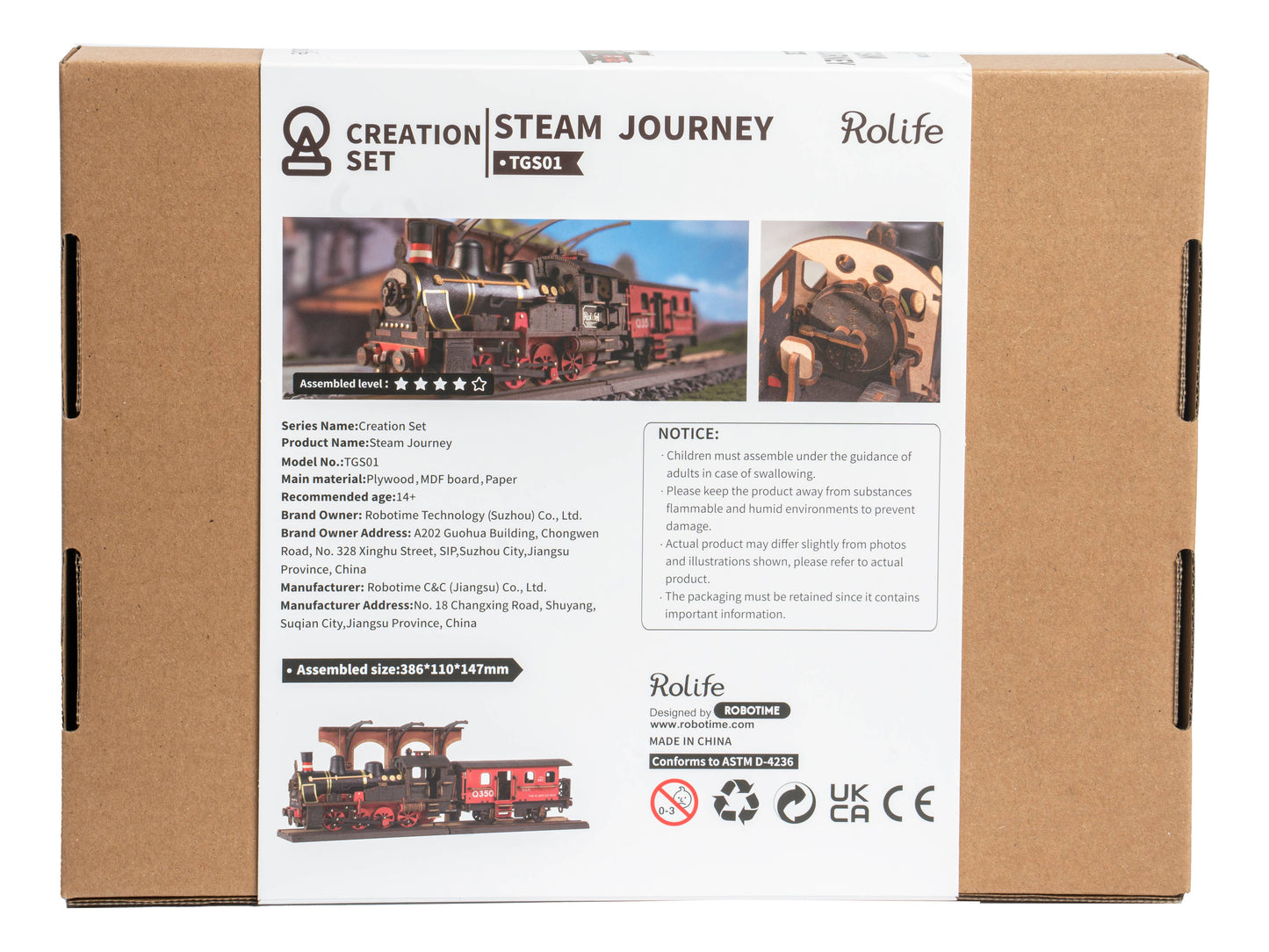 Rolife Steam Journey Train Wooden Model Kit