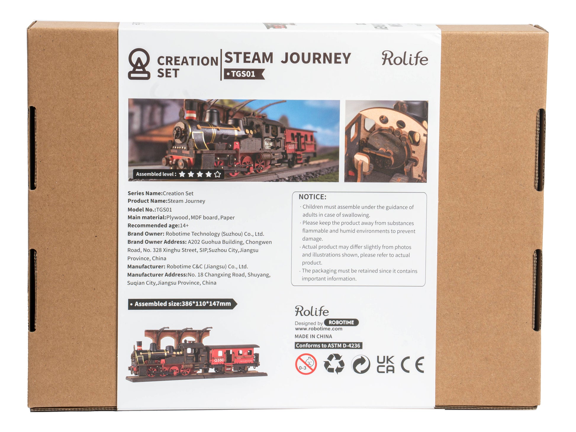 Rolife Steam Journey Train Wooden Model Kit