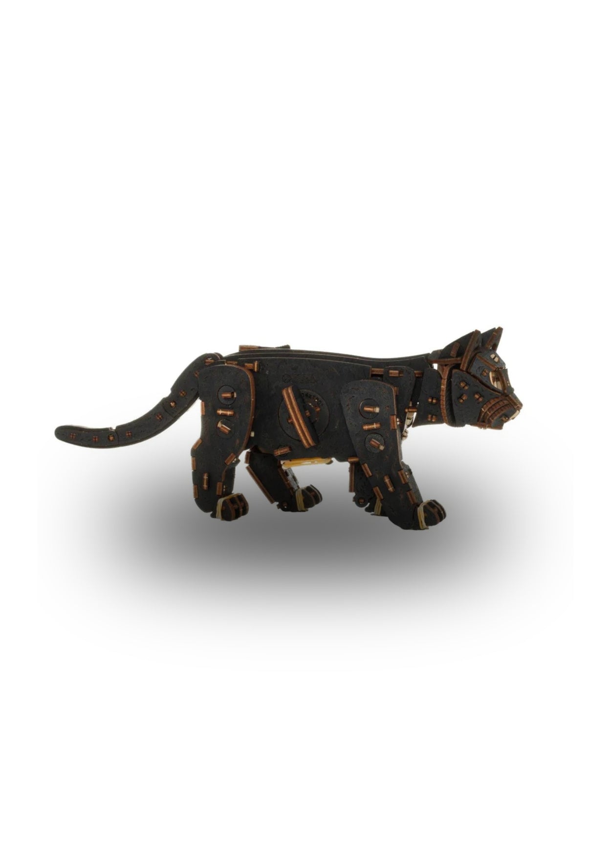 EWA Black Kitten Mechanical Wooden Kit with Spring Motor