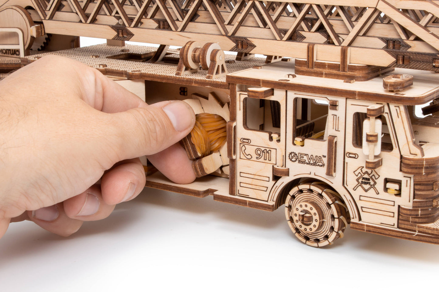 EWA Firetruck Mechanical Wooden Model