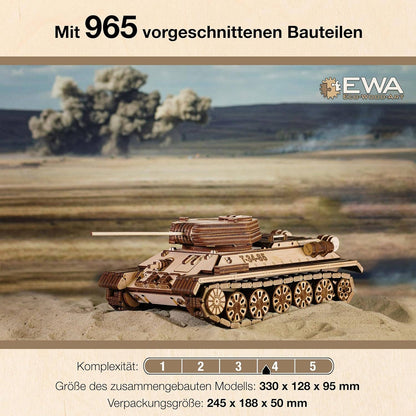 EWA T-34-85 Tank 3D Mechanical Wooden Puzzle