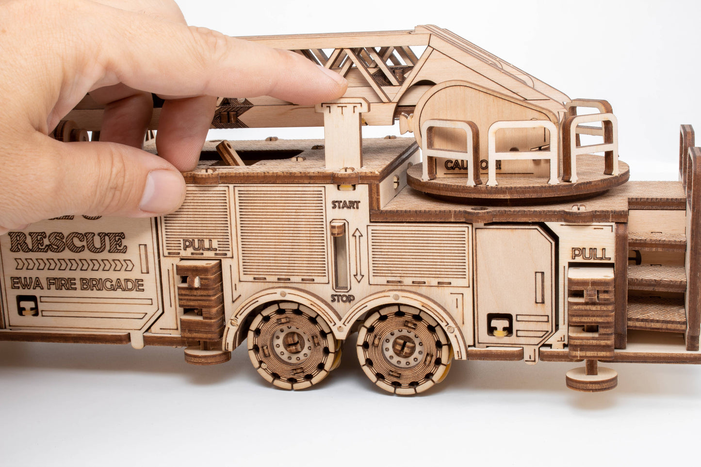 EWA Firetruck Mechanical Wooden Model