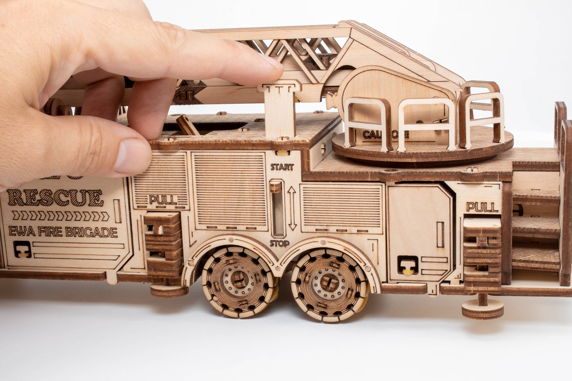 EWA Firetruck Mechanical Wooden Model